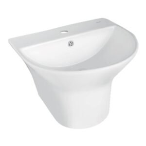 BASIN WITH INTEGRATED HALF PEDESTAL