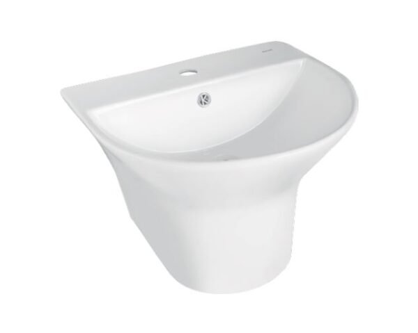 BASIN WITH INTEGRATED HALF PEDESTAL